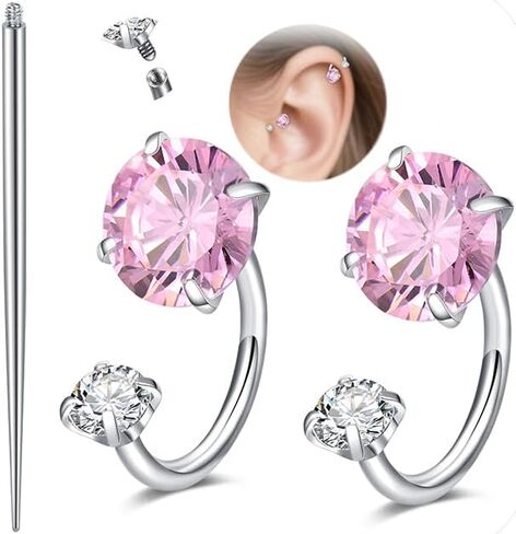 Modrsa Gold Horseshoe Nose Ring 18g حصان الحذاء خاتم الأنف طوق للنساء من الصلب الجراحي نصف طوق طوق الأطواق المزدوجة Gem Tragus Hoops Heart Labret Lip Helix Percing Jewelry Septum Rings 18 Gauge 8mm in Saudi Arabia