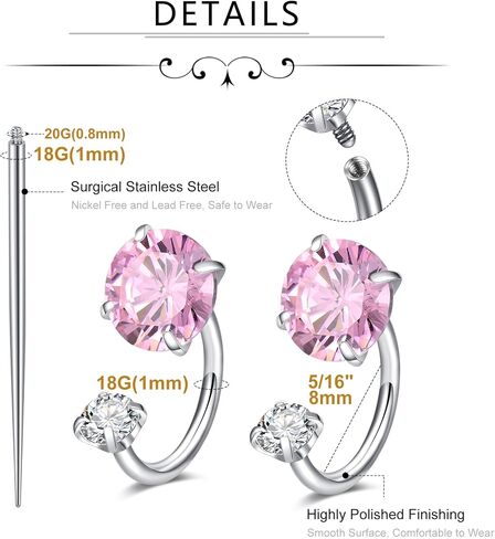 Modrsa Gold Horseshoe Nose Ring 18g حصان الحذاء خاتم الأنف طوق للنساء من الصلب الجراحي نصف طوق طوق الأطواق المزدوجة Gem Tragus Hoops Heart Labret Lip Helix Percing Jewelry Septum Rings 18 Gauge 8mm in Saudi Arabia