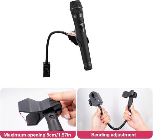 Gooseneck Microphone Stand with Crab Clamp, 11.8 Inch Flexible Adjustable Desk Arm with Microphone Clip for Music Recording Equipment and Live Broadcast Accessories in Kuwait