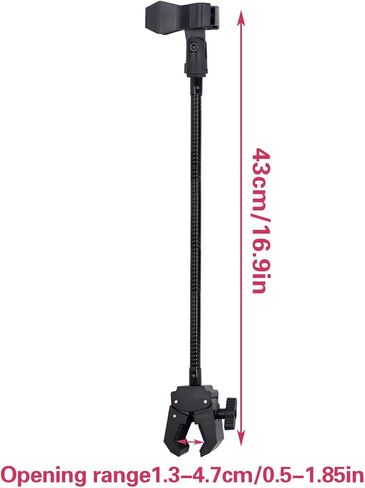 Gooseneck Microphone Stand with Crab Clamp, 11.8 Inch Flexible Adjustable Desk Arm with Microphone Clip for Music Recording Equipment and Live Broadcast Accessories in Kuwait