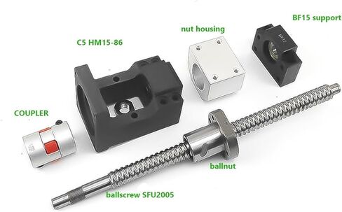 برغي الكرة الخطية الدقيقة الجزء C5 الكرة المسمار SFU2005 KIT نهاية الآلات+Ballnut+Nut Housing+C5 HM15-86+BF15 End Support+Coupler RM2005 Ball Ball (650mm) in Saudi Arabia