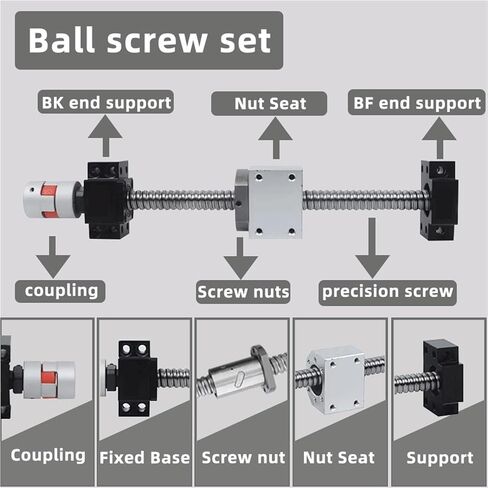 Linear Motion Ball Screw Precision Part 1050-2000mm SFU2510 Ball Screw Nut with BKBF20 End Machining+Ball Screw Nut+Supporter+Coupling(1550mm) in Saudi Arabia