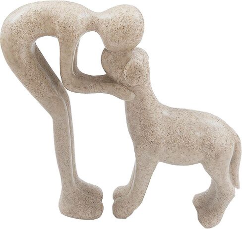 Dog Sculpture Home Decor Statue: Cute Man and Dog Statue for Home Décor Pet Memorial Present for Dogs Lovers Resin Collectible Figurine for Living Room Office Bedroom or Tabletop Display (Sandstone) in Saudi Arabia