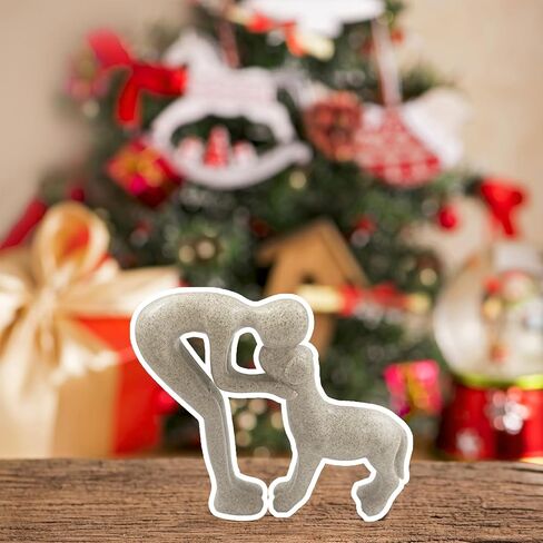 Dog Sculpture Home Decor Statue: Cute Man and Dog Statue for Home Décor Pet Memorial Present for Dogs Lovers Resin Collectible Figurine for Living Room Office Bedroom or Tabletop Display (Sandstone) in Saudi Arabia