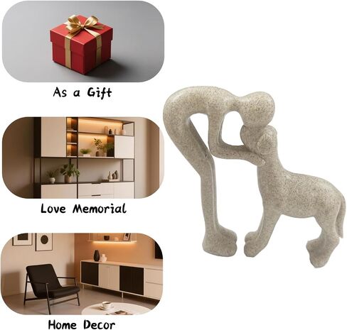 Dog Sculpture Home Decor Statue: Cute Man and Dog Statue for Home Décor Pet Memorial Present for Dogs Lovers Resin Collectible Figurine for Living Room Office Bedroom or Tabletop Display (Sandstone) in Saudi Arabia
