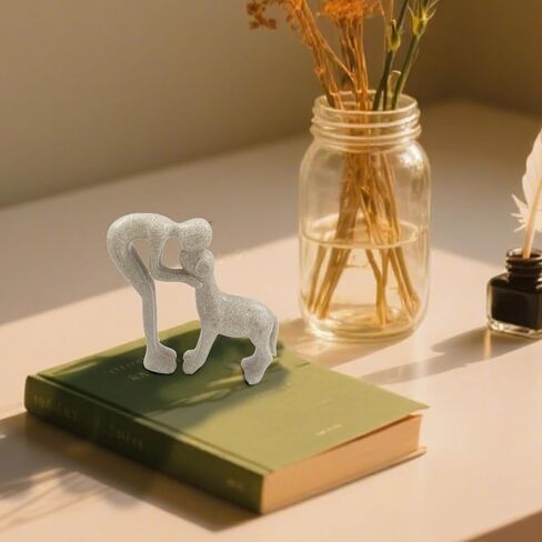 Dog Sculpture Home Decor Statue: Cute Man and Dog Statue for Home Décor Pet Memorial Present for Dogs Lovers Resin Collectible Figurine for Living Room Office Bedroom or Tabletop Display (Sandstone) in Saudi Arabia