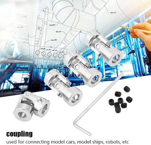Flexman 4pcs موصل محرك اقتران رمح ، موصل مقرن مملح للحديد المطلي بالنيكل لتوصيل سيارات الطراز ، سفن النماذج ، الروبوتات (القطر الداخلي 5 * 6 مم) in Saudi Arabia