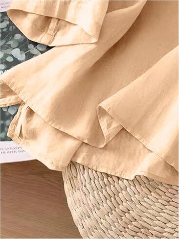 MakeMeChic Women's Boho Blouses Notch V Neck Embroidery 3/4 Sleeve Shirt Tops in Kuwait