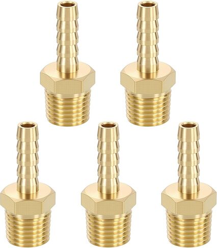 Metallixity 5pcs Brass Hose Barb to NPT Male Adapter 1/4 "Barb X 1/4" NPT Mal in Saudi Arabia