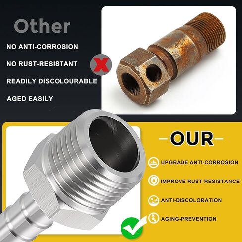 METALLIXITY 1Pcs Stainless Steel Hex Bars Hose Barb to NPT Male Adapter 1 1/2" Barb x 1 1/2" NPT Male for Automotive, Motorcycle, Marine, Truck, RV Fuel Systems in Saudi Arabia