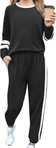 Zaclotre Girls 2 Piece Outfit Fall Long Sleeve Sweatshirt and Jogger Pants with Pockets Kids Tracksuit Sweatsuit Set in Saudi Arabia