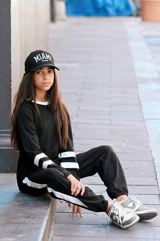 Zaclotre Girls 2 Piece Outfit Fall Long Sleeve Sweatshirt and Jogger Pants with Pockets Kids Tracksuit Sweatsuit Set in Saudi Arabia