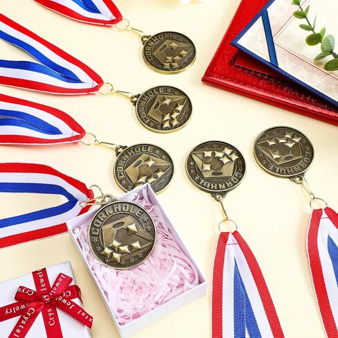 remouuly 30 pcs جائزة Cornhole Award Medals Bulk 2 '' 'Corn Hole Trophy Award مع شرائط الرقبة الفائز بالذهب المعدني لجائزة الجائزة في جائزة Field Games Family لم شمل BBQ Tailgating in Saudi Arabia