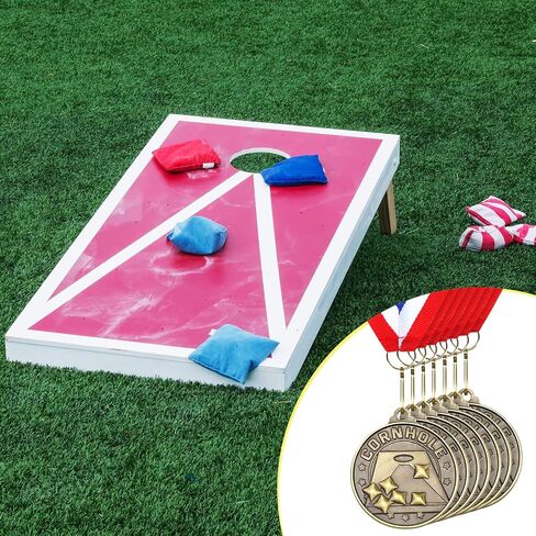 remouuly 30 pcs جائزة Cornhole Award Medals Bulk 2 '' 'Corn Hole Trophy Award مع شرائط الرقبة الفائز بالذهب المعدني لجائزة الجائزة في جائزة Field Games Family لم شمل BBQ Tailgating in Saudi Arabia