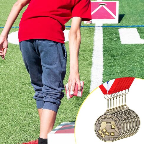 remouuly 30 pcs جائزة Cornhole Award Medals Bulk 2 '' 'Corn Hole Trophy Award مع شرائط الرقبة الفائز بالذهب المعدني لجائزة الجائزة في جائزة Field Games Family لم شمل BBQ Tailgating in Saudi Arabia