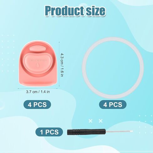 4pcs Replacement Stoppers & 4pcs Bottle Seal Rings for Owala FreeSip 24oz 32oz, BPA-Free Silicone O Ring Water Bottle Top Lid Replacement Parts for 16/19/24/32/40oz Gasket Plug Accessories(Colorful) in Saudi Arabia
