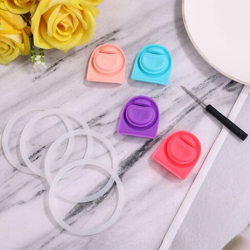 4pcs Replacement Stoppers & 4pcs Bottle Seal Rings for Owala FreeSip 24oz 32oz, BPA-Free Silicone O Ring Water Bottle Top Lid Replacement Parts for 16/19/24/32/40oz Gasket Plug Accessories(Colorful) in Saudi Arabia