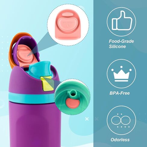 4pcs Replacement Stoppers & 4pcs Bottle Seal Rings for Owala FreeSip 24oz 32oz, BPA-Free Silicone O Ring Water Bottle Top Lid Replacement Parts for 16/19/24/32/40oz Gasket Plug Accessories(Colorful) in Saudi Arabia