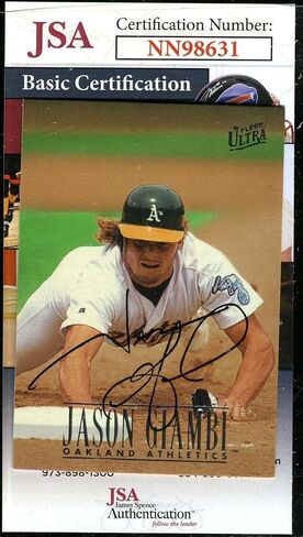 Jason Giambi JSA Coa Autograph 1996 Fleer Ultra Hand Signed - Baseball Slabbed Autographed Cards in Saudi Arabia