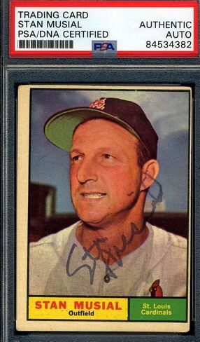 Stan Musial PSA DNA Coa Signed 1961 Topps Autograph - Baseball Slabbed Autographed Cards in Saudi Arabia