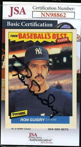 Ron Guidry JSA Coa Autograph 1986 Bearballs Best Hand Though in Saudi Arabia