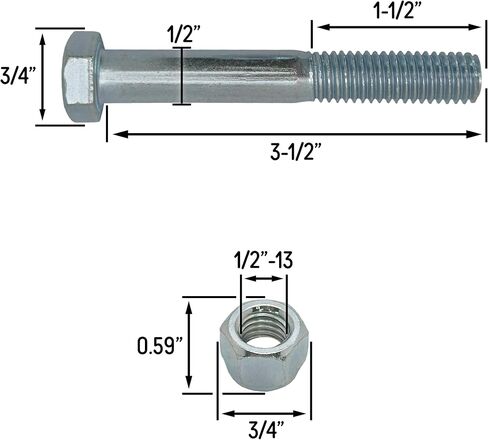 براغي القص من الدرجة الخامسة للقواطع الدوارة 1/2 "× 3-1/2" مع صواميل نايلوك (5 حزمة) in Saudi Arabia
