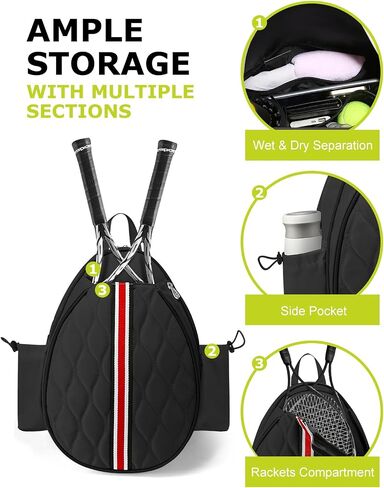 Tennis Bags Holds 2 Rackets for Women & Men, Tennis Backpack Crossbody & Shoulder Racket Bag, Insulated Pocket, Pickleball Bags for Women, Men and Youth in Saudi Arabia