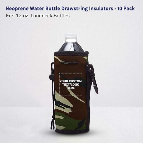 100 Neoprene Water Bottle Drawstring Insulators Pack - Customizable Text, Logo - 12 oz. Longneck, Hook - Royal Blue in Saudi Arabia