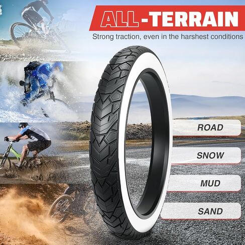 MEGHNA Fat Bike Tire 20/26 x 4.0 inch Mountain Bike Tire Fat Tire 20/26 inch Heavy Duty Deep Grooves Foldable Replacement All Terrain in Kuwait