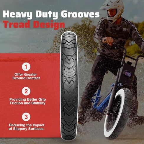 MEGHNA Fat Bike Tire 20/26 x 4.0 inch Mountain Bike Tire Fat Tire 20/26 inch Heavy Duty Deep Grooves Foldable Replacement All Terrain in Kuwait