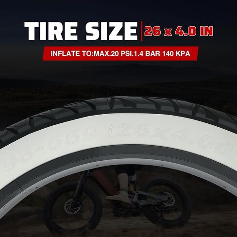 MEGHNA Fat Bike Tire 20/26 x 4.0 inch Mountain Bike Tire Fat Tire 20/26 inch Heavy Duty Deep Grooves Foldable Replacement All Terrain in Kuwait