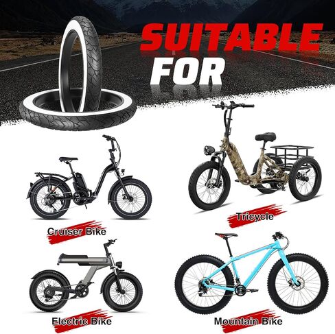 MEGHNA Fat Bike Tire 20/26 x 4.0 inch Mountain Bike Tire Fat Tire 20/26 inch Heavy Duty Deep Grooves Foldable Replacement All Terrain in Kuwait