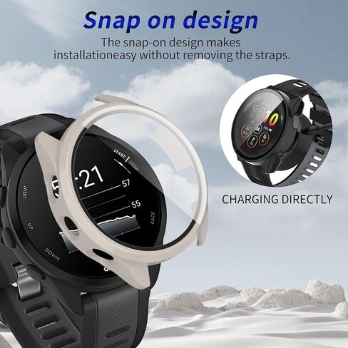 2 Pack for Garmin Forerunner 165 &165 Music Screen Protector Case [Full Coverage], Hard PC Bumper All-Around Protective Accessories for Garmin Built-in Tempered Glass Film in Saudi Arabia