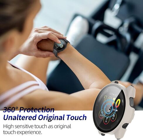 2 Pack for Garmin Forerunner 165 &165 Music Screen Protector Case [Full Coverage], Hard PC Bumper All-Around Protective Accessories for Garmin Built-in Tempered Glass Film in Saudi Arabia