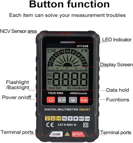 مولد الإشارة الحالي متعدد المترات الأوتوماتيكية Multimetro Capacitance Meter Multi Meter ، Black in Saudi Arabia