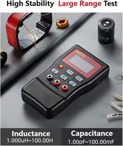 Current Signal Generator Digital Capacitance Inductance Meter Auto-Ranging Component Tester 500KH LC RC Oscillation Inductance Multimeter, Black in Kuwait
