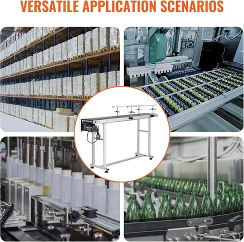 HappyBuy Belt Conveyor 59 × 7.8 بوصة الجدول الناقل الناقل الناقل ذو الفولاذ المقاوم للصدأ من الفولاذ المقاوم للصدأ لتطبيقات ترميز الحبر التي تعمل بالمطاط PVC مضاد ثابت (درابزين مزدوج) in Saudi Arabia