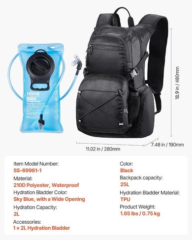 VEVOR Hydration Backpack, Insulated Hydration Pack Backpack with Water Bladder, Hiking Water Backpack with Storage for Men Women, Hydro Water Daypack for Hiking Running Cycling Camping in Saudi Arabia