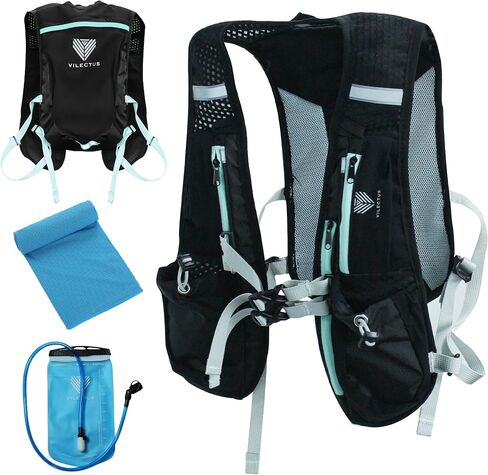 Running Vest for Women Men - Hydration Backpack with Cooling Towel & Tube Cleaner, 2.0L Water Bladder Bag, Lightweight Reflective Backpack for Hiking, Marathon & Trail Running Hydration Vest in Saudi Arabia
