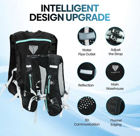 Running Vest for Women Men - Hydration Backpack with Cooling Towel & Tube Cleaner, 2.0L Water Bladder Bag, Lightweight Reflective Backpack for Hiking, Marathon & Trail Running Hydration Vest in Saudi Arabia