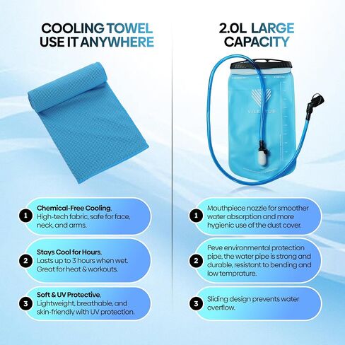 Running Vest for Women Men - Hydration Backpack with Cooling Towel & Tube Cleaner, 2.0L Water Bladder Bag, Lightweight Reflective Backpack for Hiking, Marathon & Trail Running Hydration Vest in Saudi Arabia