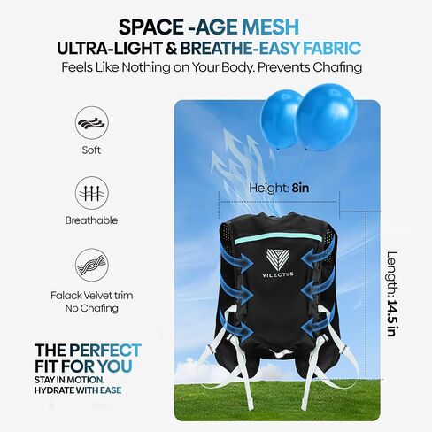 Running Vest for Women Men - Hydration Backpack with Cooling Towel & Tube Cleaner, 2.0L Water Bladder Bag, Lightweight Reflective Backpack for Hiking, Marathon & Trail Running Hydration Vest in Saudi Arabia