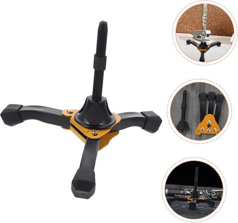 Professional Clarinet and Flute Tripod Stand Stable Support Foldable Design Music Rack for Music Yellow in Saudi Arabia