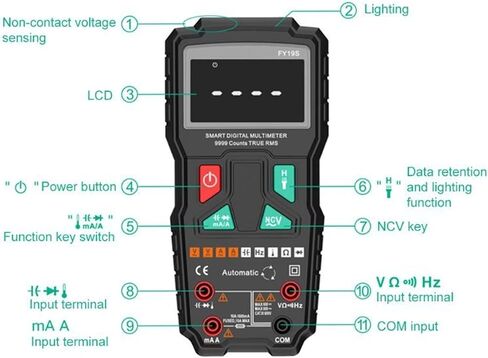 Current Signal Generator High Precision Multimeter Digital Handheld Automatic AC Voltage Current Meter, Black in Saudi Arabia