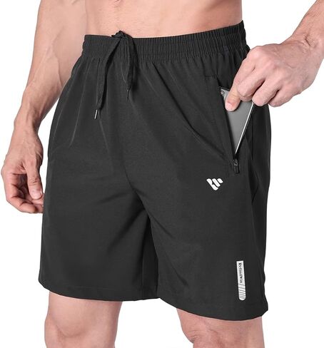 شورتات رياضية للرجال الجافة الجافة سعة 7 بوصات تمرين تمرين الرياضة كرة السلة لخفيفة الوزن جيوب السحاب in Kuwait