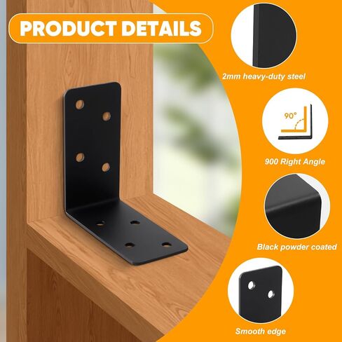أقواس L على شكل L 16pcs ، 3 "x3" x1.5 "قوس الرف الصلب 14-GA ، و 90 درجة زاوية ، قوس الزاوية للأثاث ، السرير ، بوست خشب in Kuwait