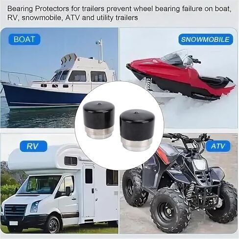 Tissting 2PCS Trailer Bearing Buddies ، 1.78in/4.5 سم من الفولاذ المقاوم للصدأ المقاوم للصدأ مقطورة العجلة المركز غطاء محمل محامي محفوظ مع حمالات الصدر الواقية لقارب المقطورة in Kuwait