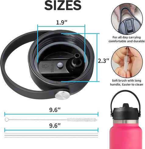 Hydroflask Lids with Straw for Wide Mouth Water Bottle,16oz/18oz/24oz/32oz/40oz Hydroflask Straw Lid Replacement,Water Bottle Flex Straw Cap Accessories in Saudi Arabia