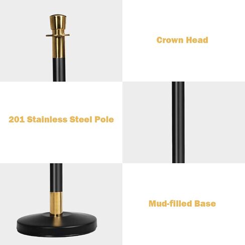 Goplus 6pcs Stanchion Set, Crowd Control Barrier Stainless Steel Stanchion Posts Queue Pole with 5Ft Velvet Rope, Suitable for Theaters, Party, Wedding Exhibition Centers, Ticket Offices (Black) in Saudi Arabia