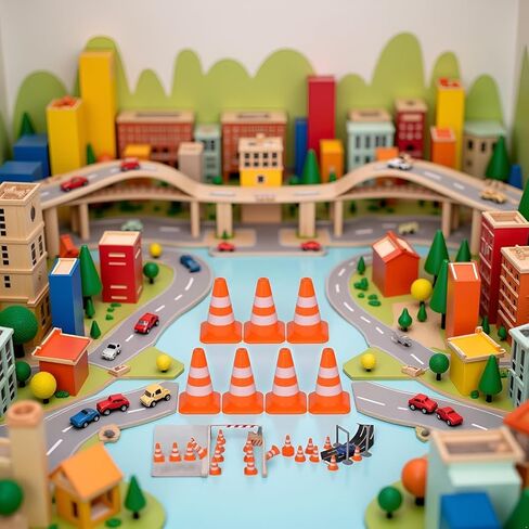 14 Pcs Miniature Safety Cones,Road Cone Orange Mini Traffic Cones Plastic Sign Road Toy Roadblock Cone Sign Model Photo Prop Educational for Kids Small Orange Cones Construction Cones,Safety Barriers in Saudi Arabia